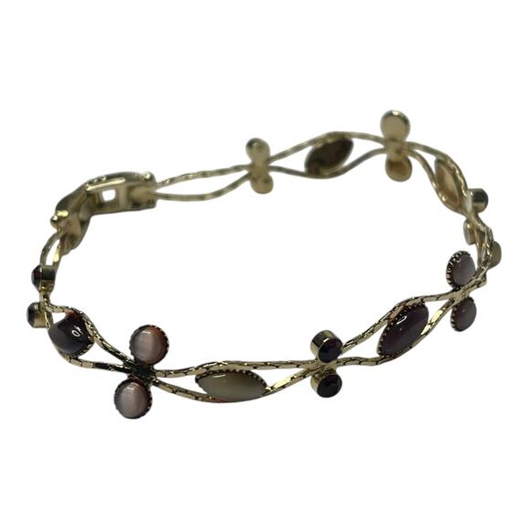 Vintage Gold Tone Chain Bracelet Faux Amethyst Garnet Rhinestone Tennis 6.75” - Picture 11 of 16